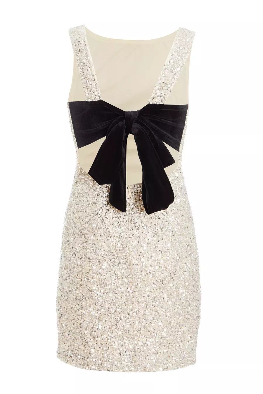 Isadora™ | Mini-robe à paillettes argentées et nœud