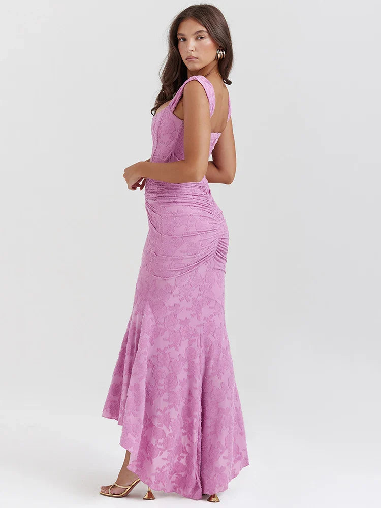 Isadora™ | Robe longue rose élégante
