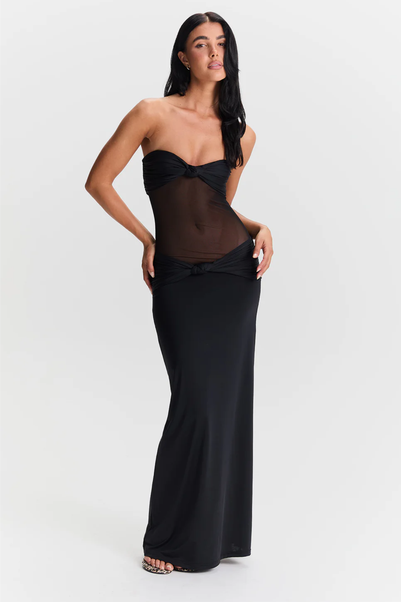 Isadora™ | Strapless Maxi Dress with Sheer Twist Detail