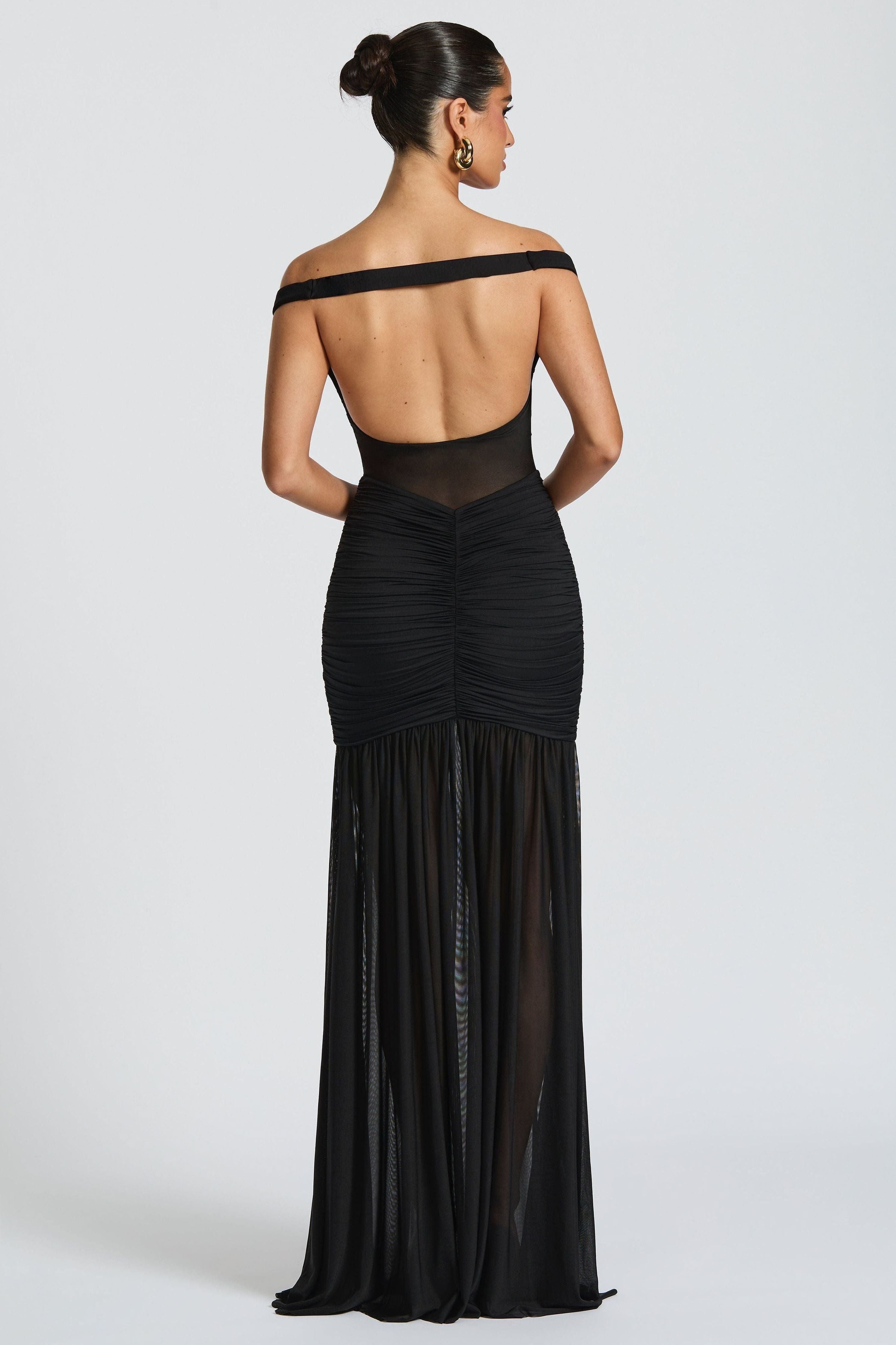 Black Elegant Occasion Maxi Dress, floor-length side slit – Isadora London