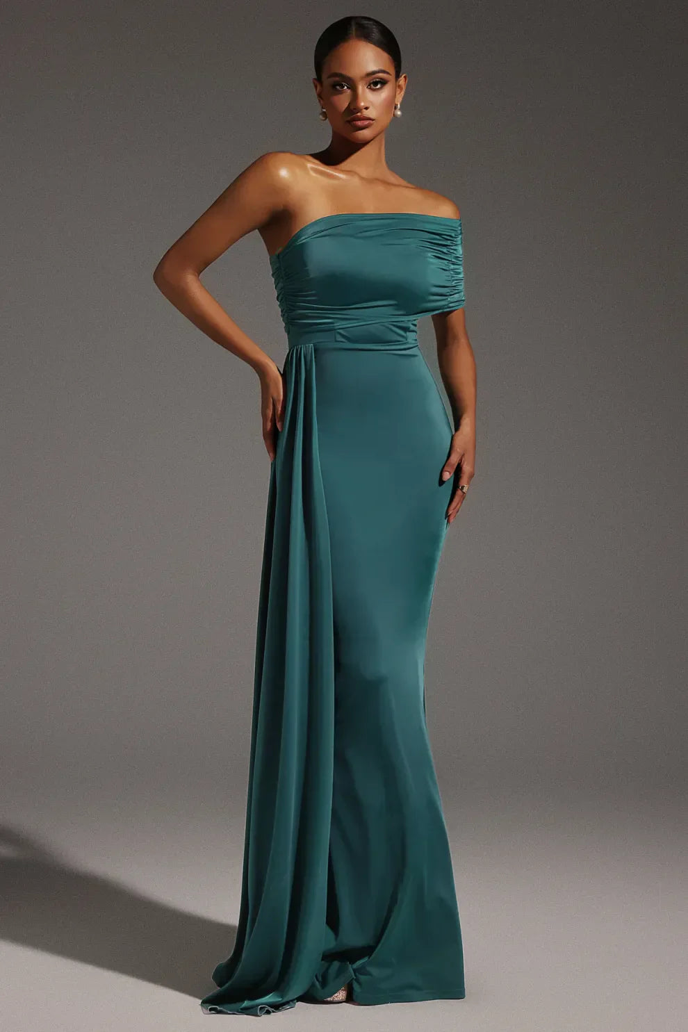 Isadora™ | Sleeveless One Shoulder Maxi Dress