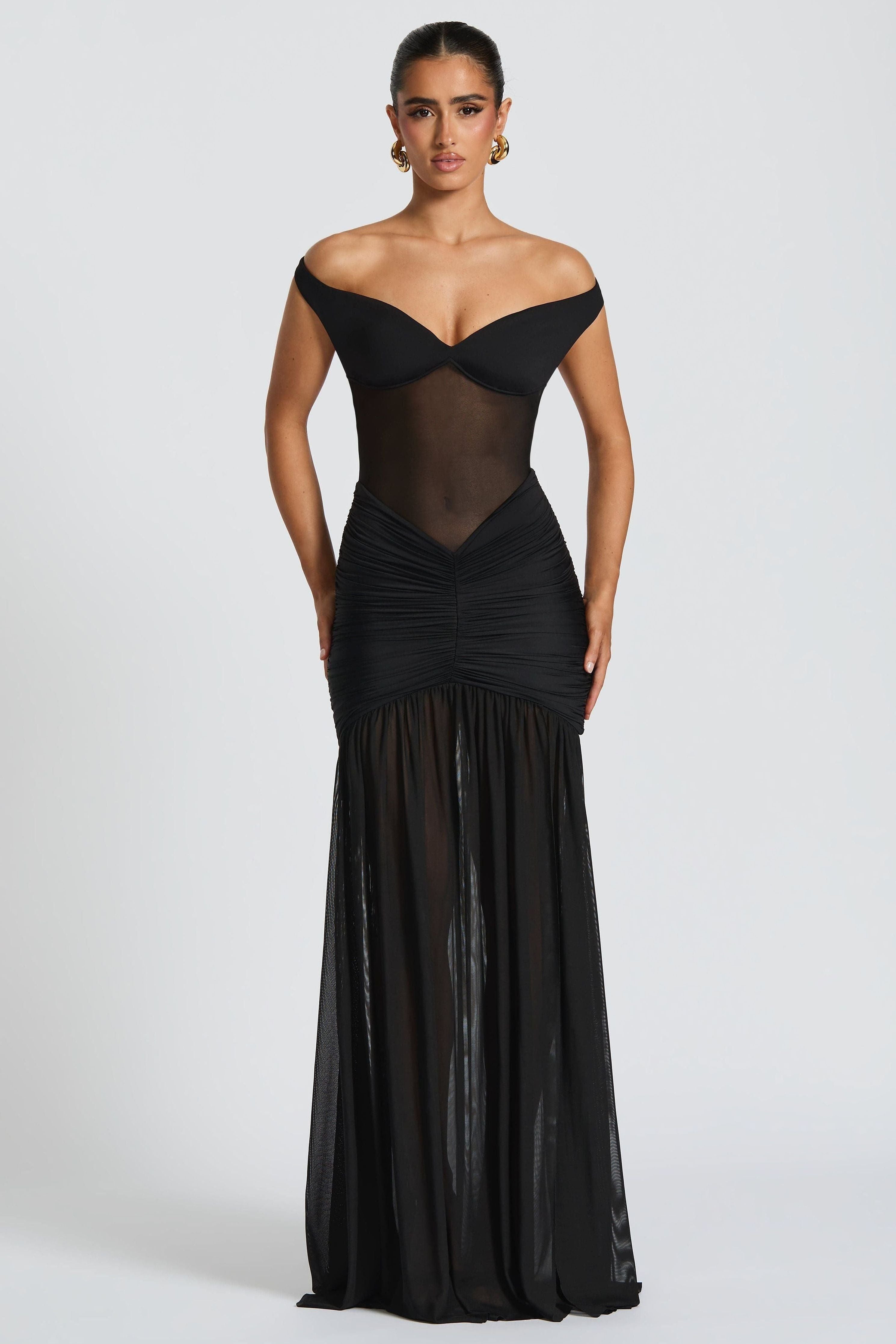 Off-Shoulder Occasion Maxi Dress Wedding Guest | Isadora London Off-Shoulder Occasion Maxi Dress Wedding Guest | Isadora London