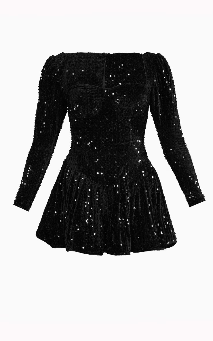 Back view of the Isadora London Glitter Playsuit Dress – versatile design for Christmas dinners and festive events.