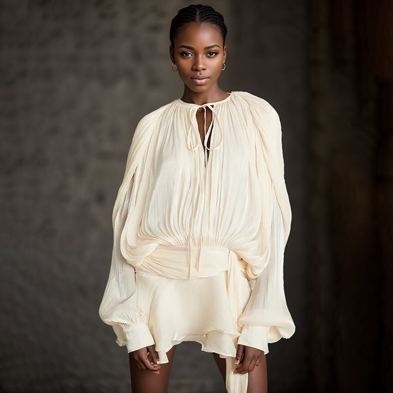 Isadora London apricot Luxe Flowy Mini Dress – feminine and breezy look.
